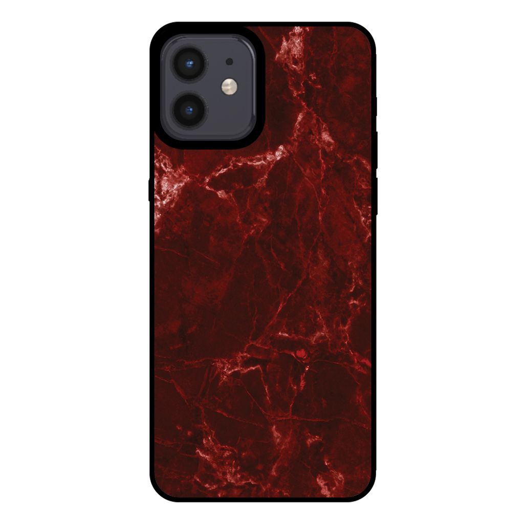 Smartphonica Handyhülle für iPhone 12/12 Pro mit Marmordruck - TPU-Hülle mit Marmordesign - Rot