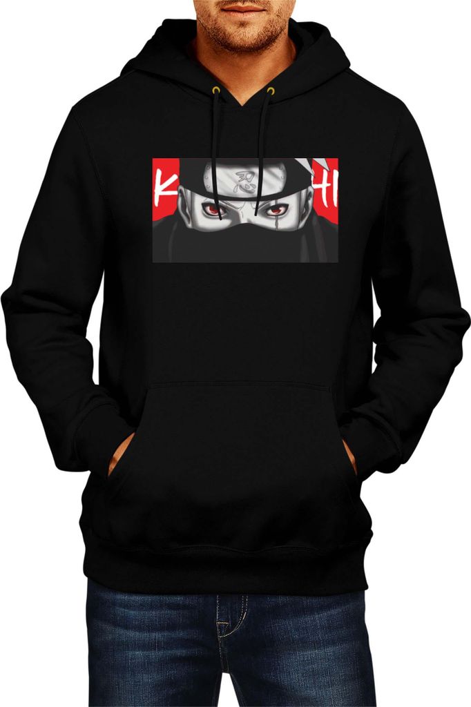 Herren Kapuzenpullover Naruto Kakashi Hatake 05, Man L / Schwarz