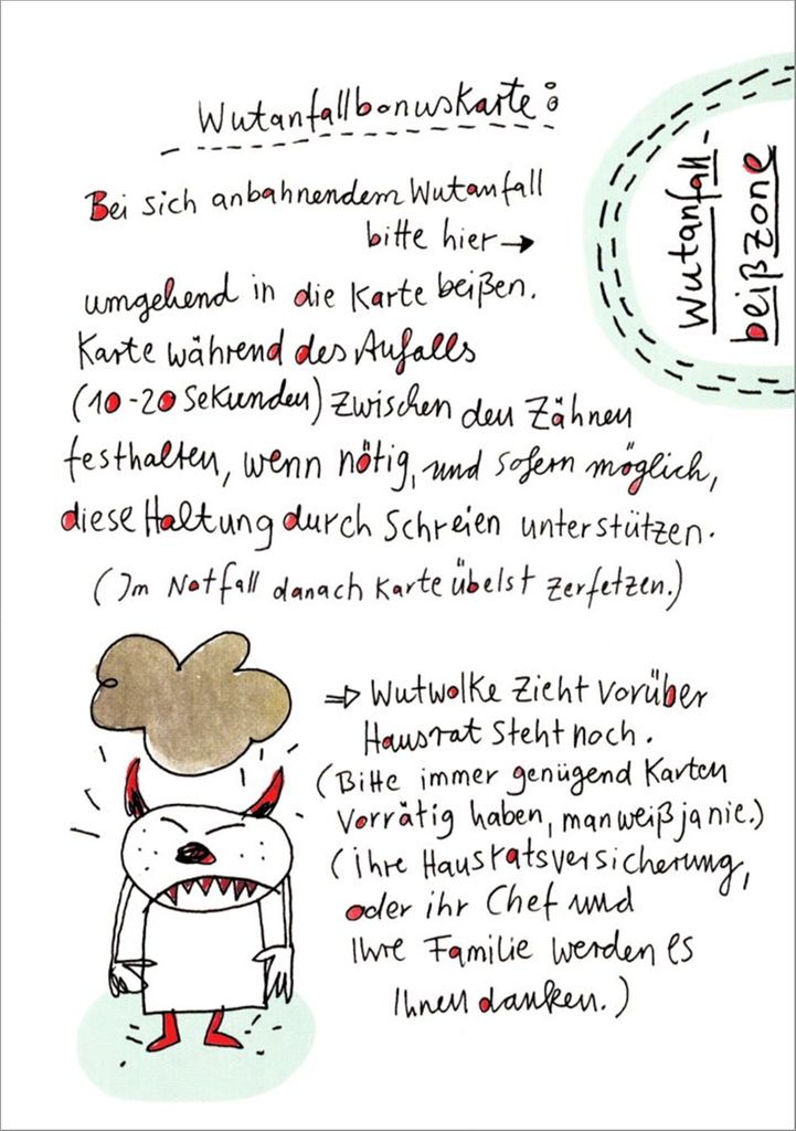 Postkarte Karindrawings "Wutanfallbonuskarte: Bei sich Produktbild 