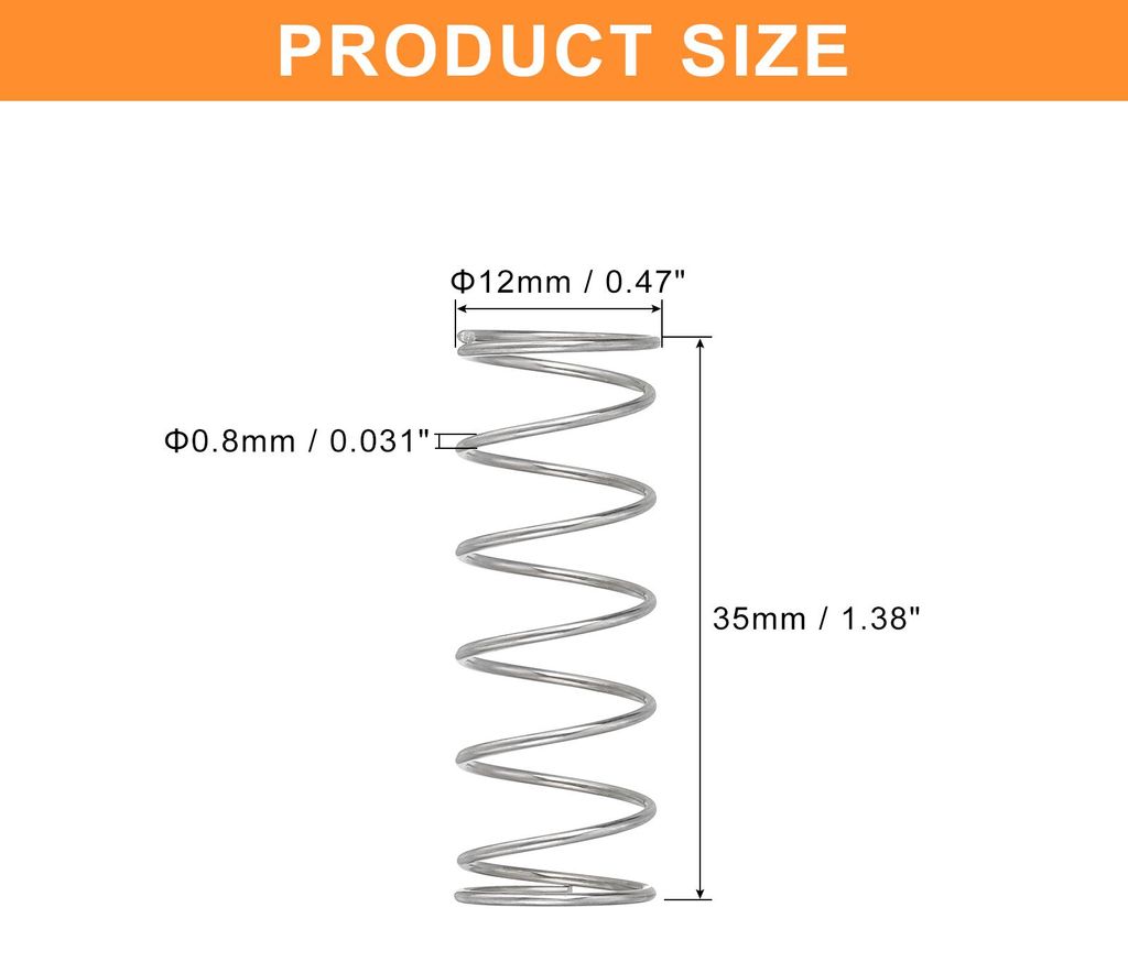 5 Stš¹ck Druckfeder, 0.8 x 12 x 35 mm Druckfedern Feder Federn Zugfeder Zugfedern Spring Spiralfeder Spiralfedern Sprungfeder Stahlfeder 304 Edel...