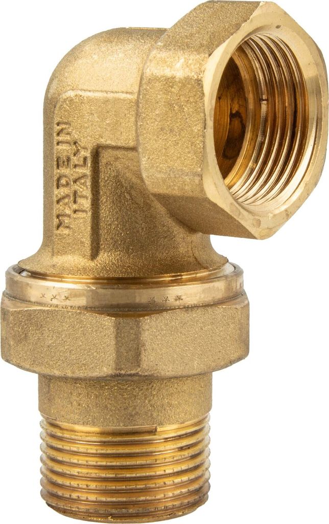 tecuro Winkel-Verschraubung IG x AG 1 1/4 (5/4) Zoll, flachdichtend - Messing blank CW617N