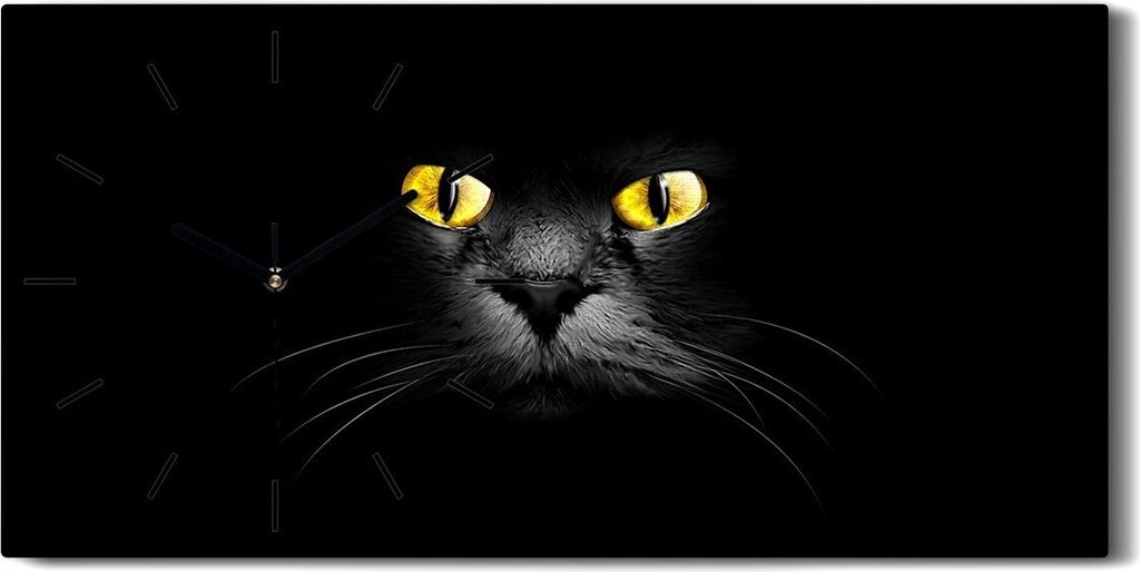 Dekor Leinwand Uhr Wandbilder Geräuschlos 60x30 Malen von Tieren Katzen Augen - schwarze Hände