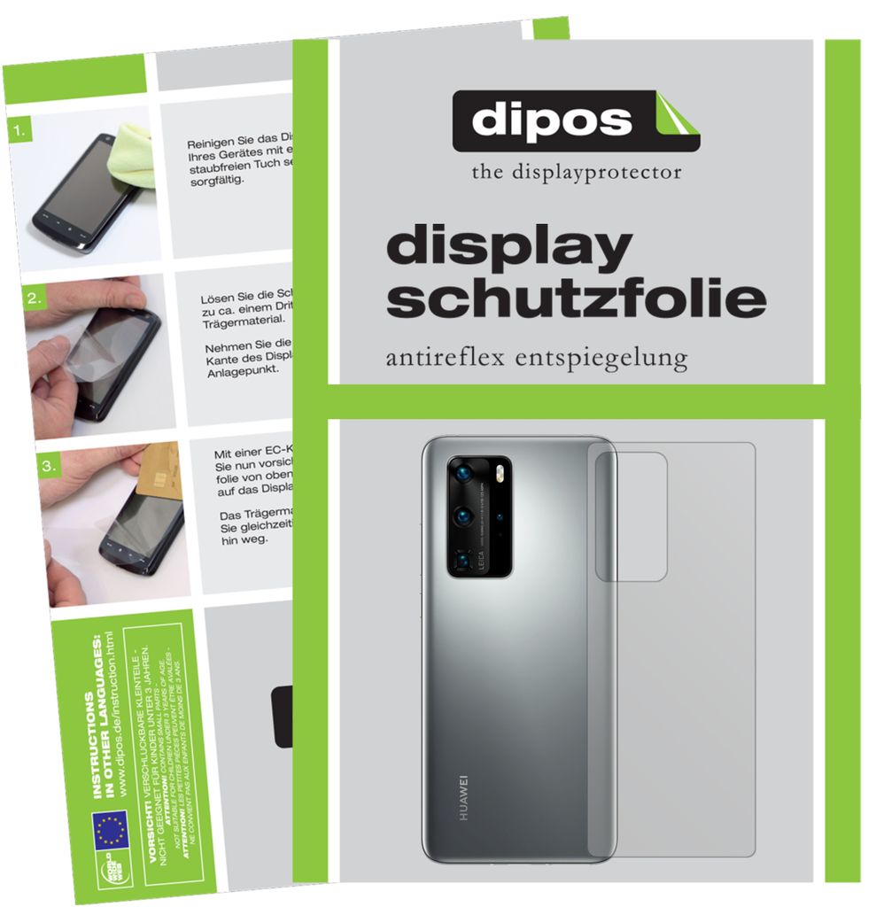 1x Schutzfolie für Huawei P40 Rückseite matt Displayschutzfolie Folie Display Schutz dipos