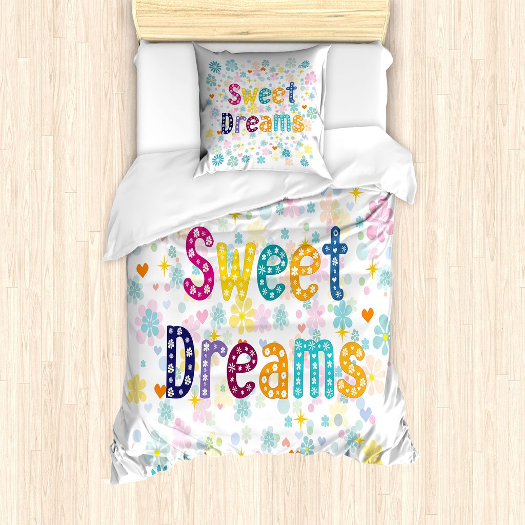 ABAKUHAUS Sprichwort Bettbezug Set für Einzelbetten, Kalligraphie und Strudel, Milbensicher Allergiker geeignet mit Kissenbezug, 135 cm x 200 cm -...