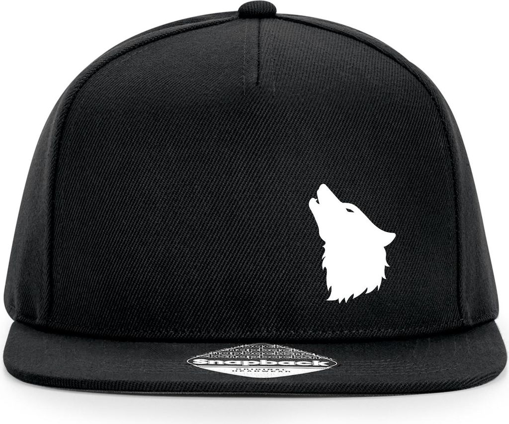 Huuraa Cappy Mütze Wolf Kopf Silhouette Black Polyester Snapback Kappe Geschenkidee