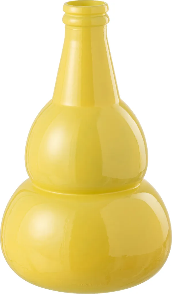 Vase Cocoon Glass Jaune J-Line - Objet Déco en Verre Coloré H30cm