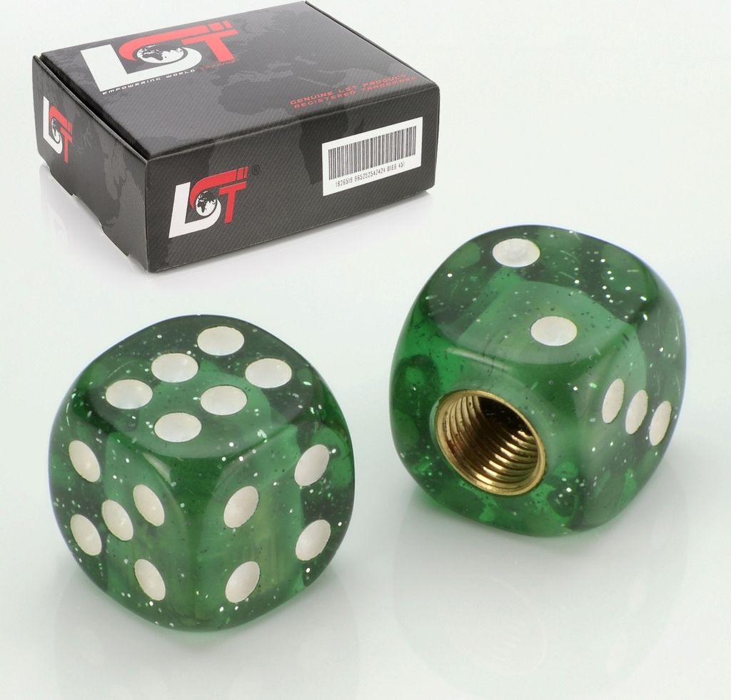 2X Ventilkappe Reifenventil Ventil Würfel Grün Glitzer Für Produktbild 