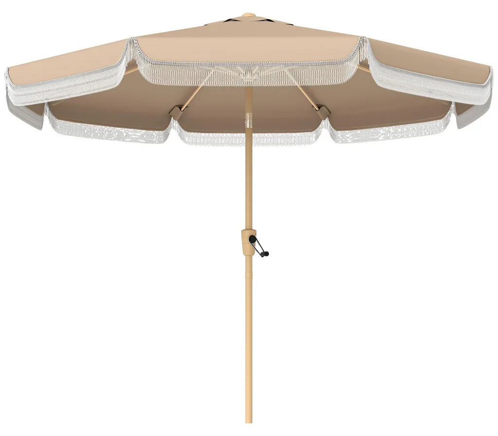 Parasol Carré 266x238 cm Toile Polyester Kaki avec Armature Métallique