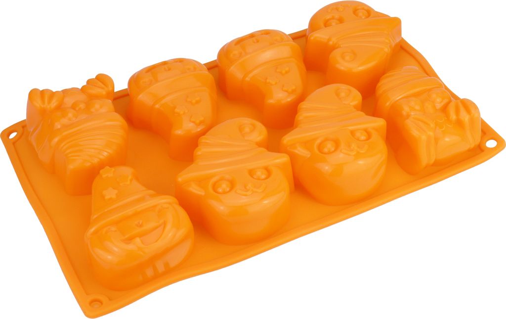 Motiv Backform aus Silikon - 29 x 17 x 4 cm, orange, lebensmittelecht, zum Backen von Keksen, Mini Kuchen u.v.m., Stückzahl:1 Stück