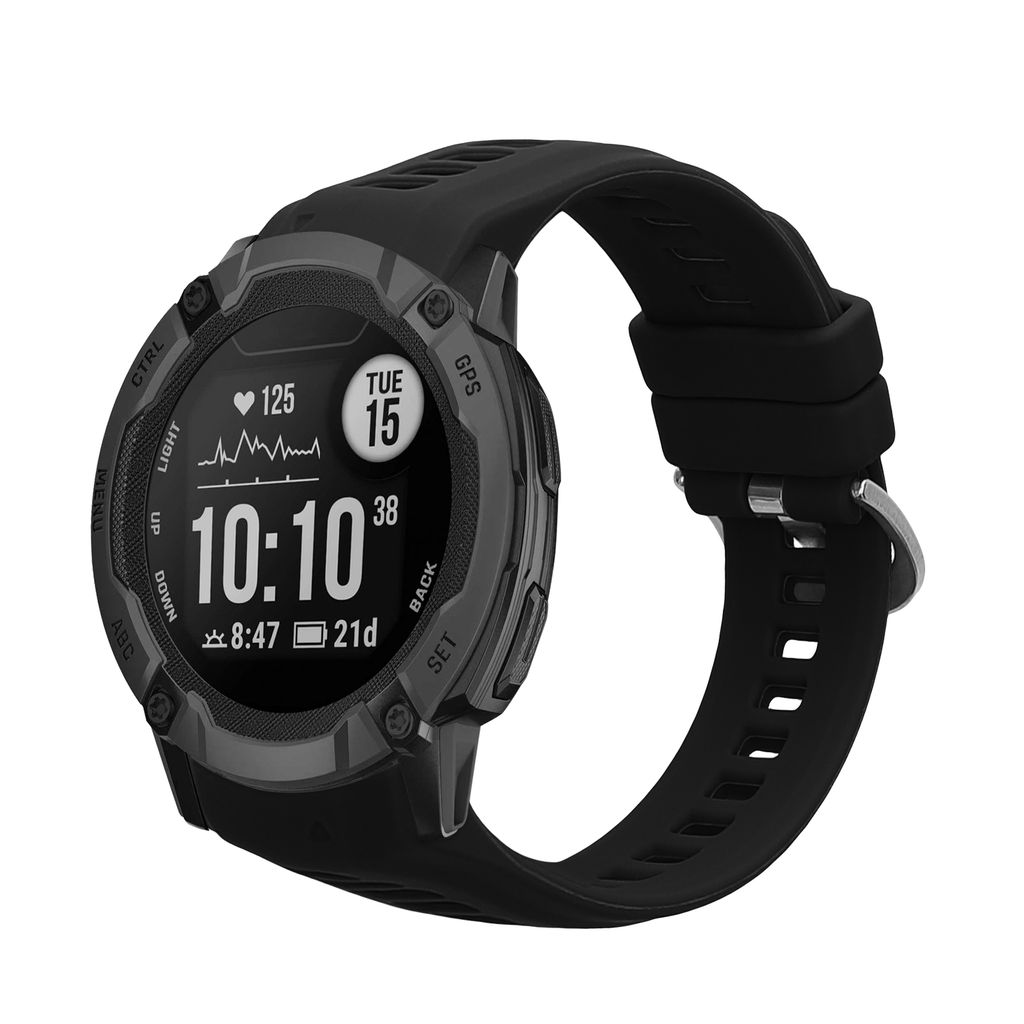 kwmobile Silikon Uhrenarmband für Garmin Instinct 2S Armband - Ersatzarmband für Fitnesstracker - Wechselarmband Smartwatch - Schwarz