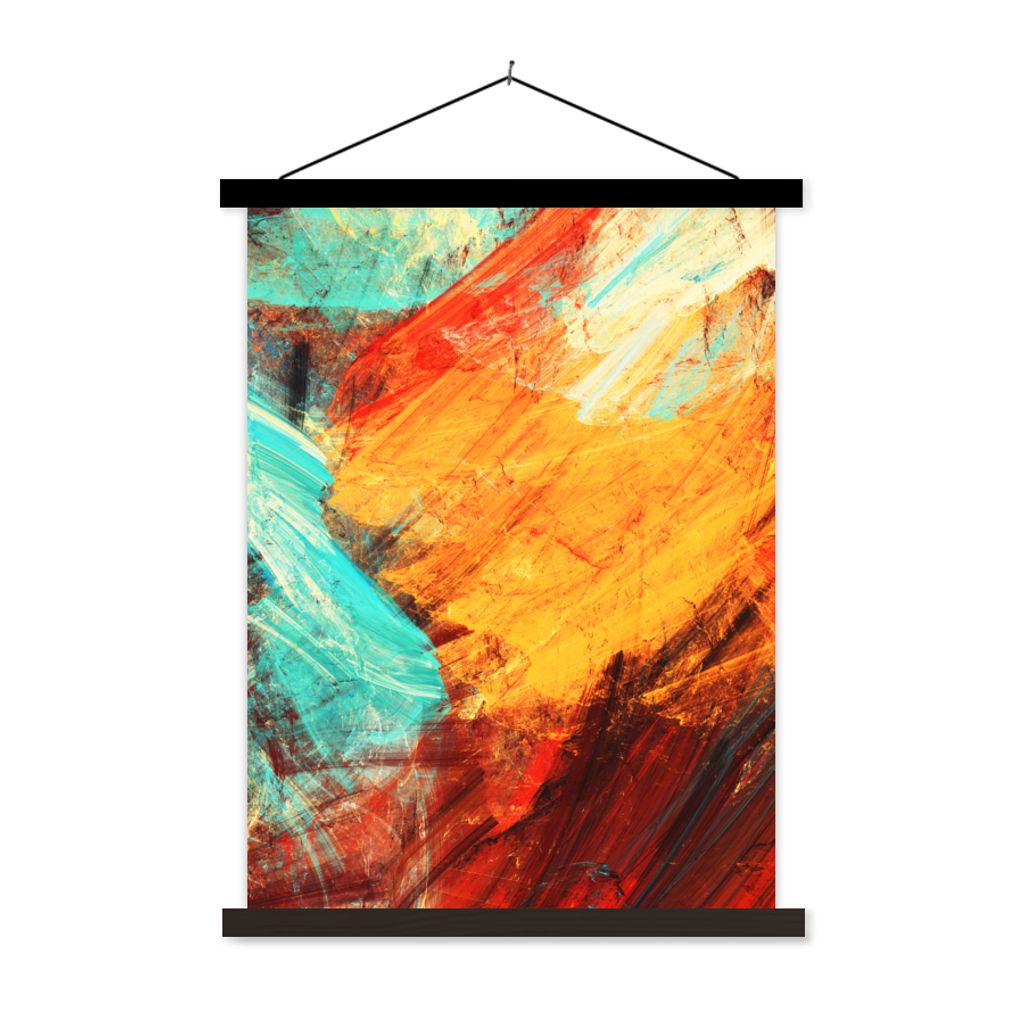 MuchoWow Textilposter Gemälde - Abstrakt - Öl 60x80 cm mit schwarzem Rahmen - Plakathalter