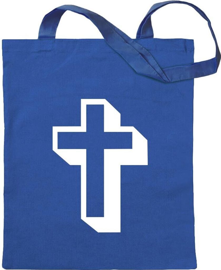 Kiwistar - Baumwolltasche - royalblau - Kreuz - Tragetasche Stoffbeutel Umhängetasche Langer Henkel