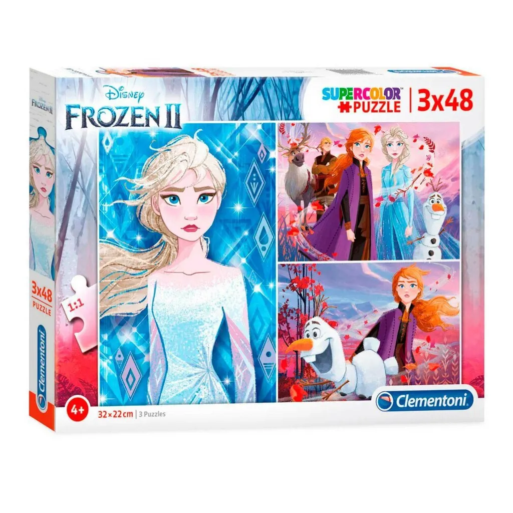 Jeu éducatif puzzle Frozen 2 Clementoni 3x48 pièces, activité pour enfant
