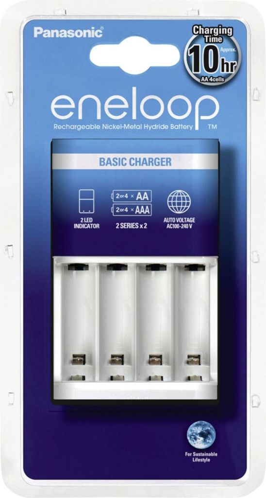 Panasonic Eneloop BQ-CC51 Steckerladegerät, für bis zu 4 Akkus, 600min Ladedauer, ohne Akkus