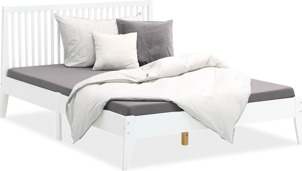 Lit double en bois 140x200 blanc Image du produit 