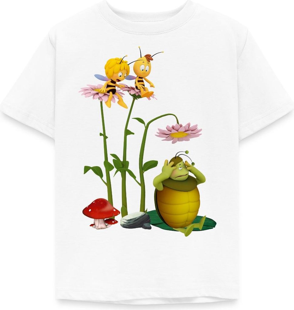 Spreadshirt Biene Maja Mistkäfer Kurt Kinder T-Shirt, 110/116 (5-6 Jahre), Weiß