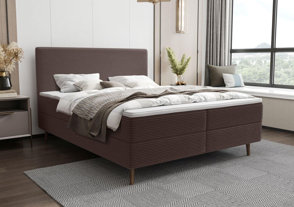 BEDANTE Boxspringbett NARA 140x200 POSO 04 Bett Bettkasten Ehebett Hotelbett Topper Matratze Schlafzimmer Stauraum