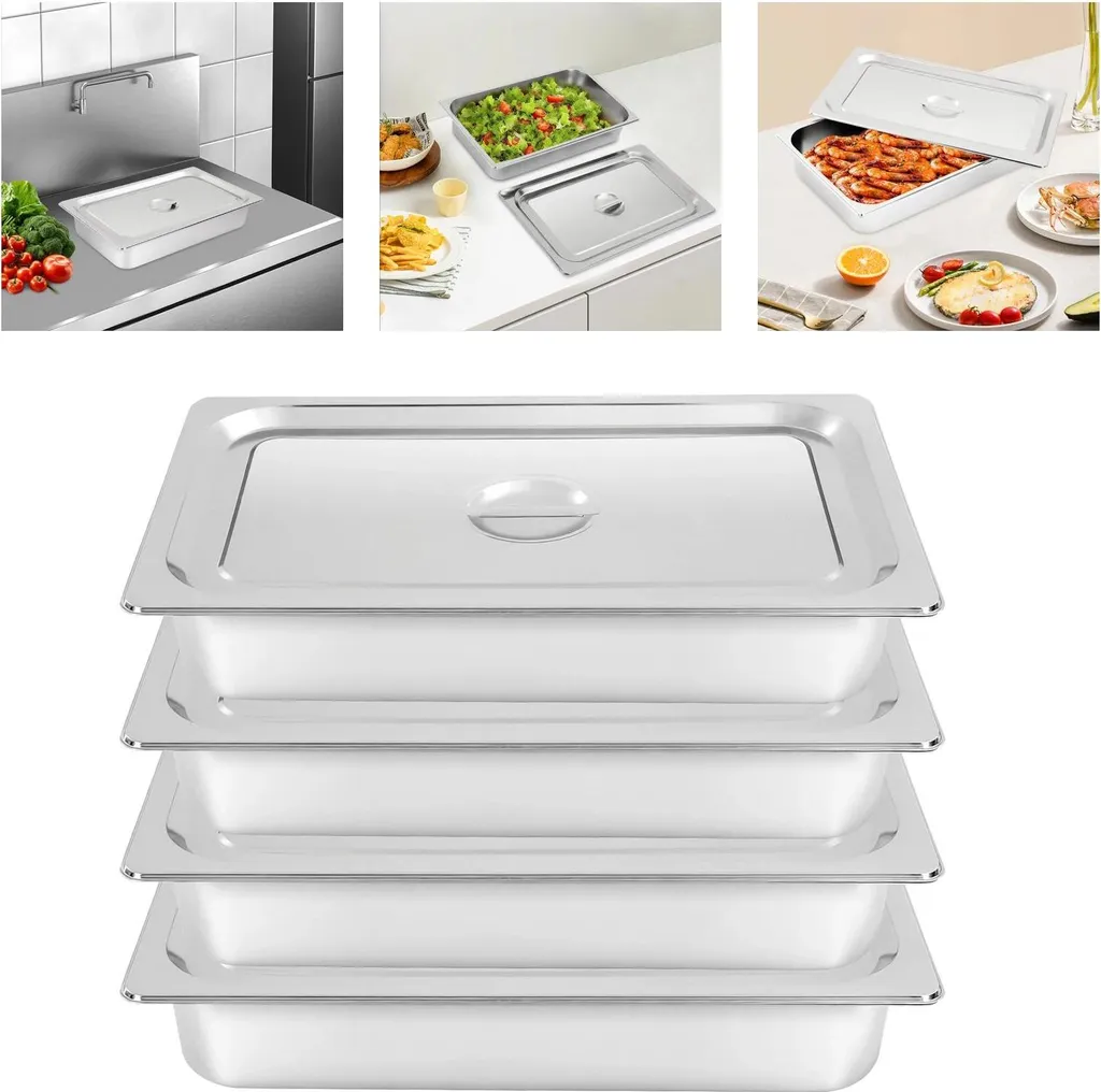 Bac gastro inox anti-dessèchement pour table chauffante - Set de 4
