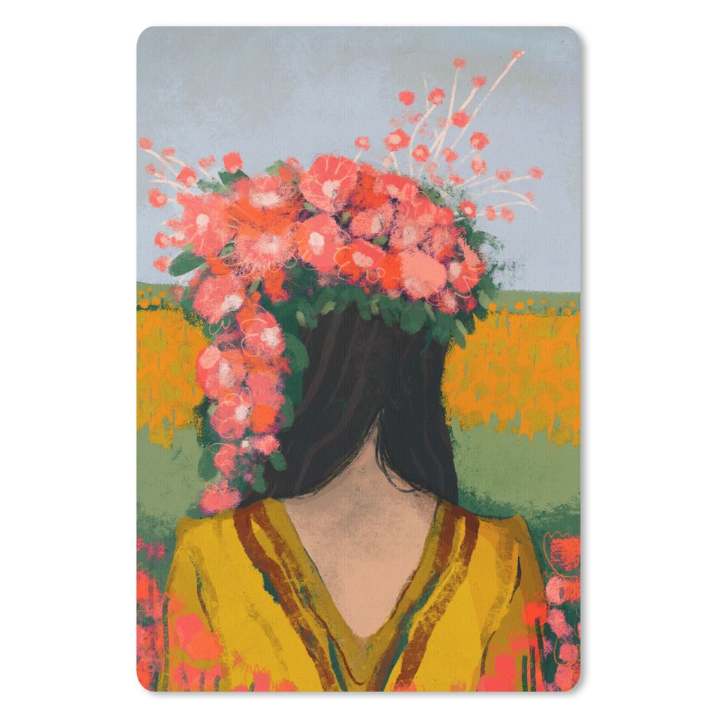 MuchoWow Mauspad Mousepad Porträt - Blumen - Frau - Rot 18x27 cm - Mousepads - Maus Mat - Pad - Mausunterlage