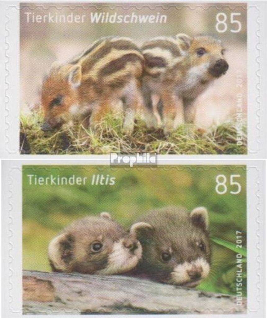 Briefmarken BRD (BR.Deutschland) 2017 Mi 3293-3294 (kompl.Ausg.) selbstklebende Ausgabe gestempelt Tierbabys
