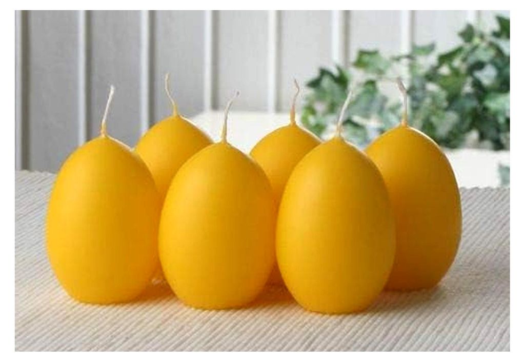 6 Eikerzen, klein, ca. 6,5 x 4,5 cm, zitronengelb