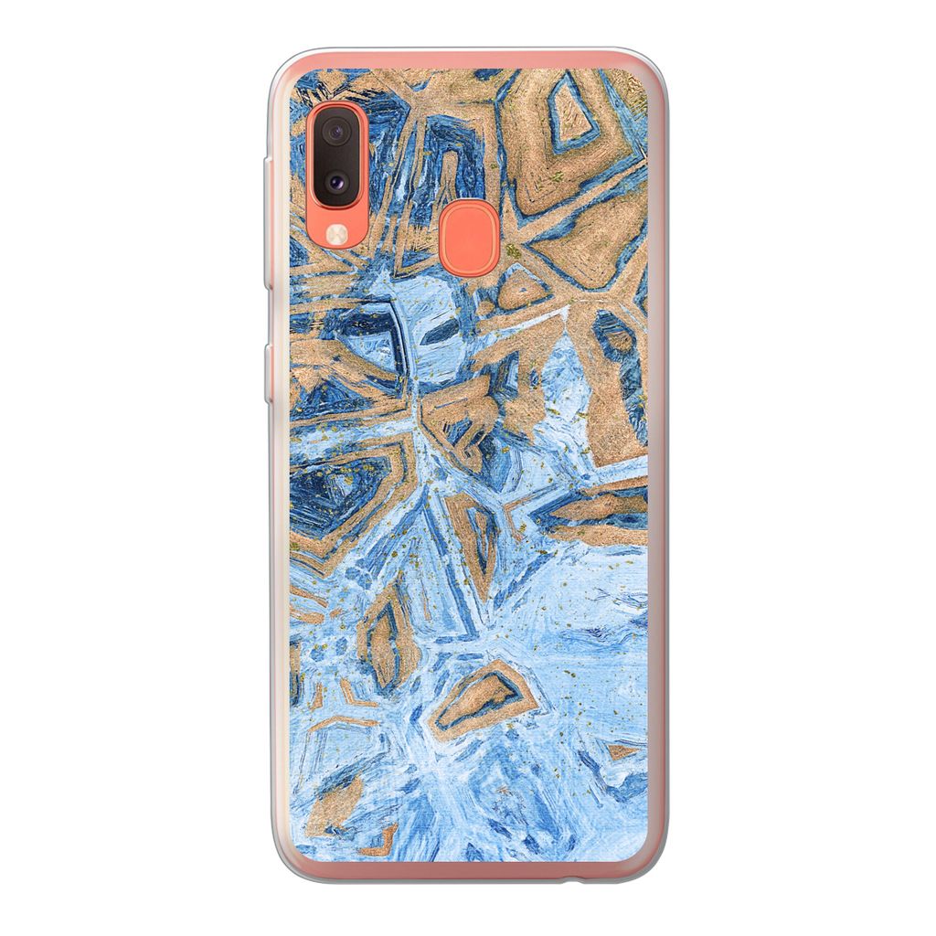 MuchoWow Handyhülle Schutzhülle Hülle für Samsung Galaxy A20e Marmor - Farbe - Gold - Blau Silikon Softcase Handy Hülle - Abdeckung