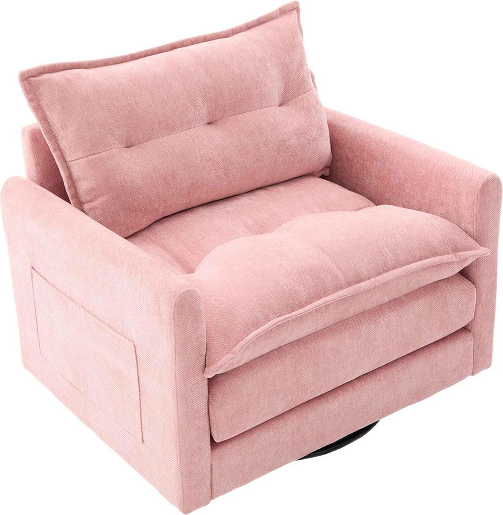 AIORBER 360° drehbarer Loungesessel mit Armlehnen, großes Einzelsofa, moderner Sessel mit Kissen, Relaxsessel fürs Wohnzimmer, Beige Grau Schwar...