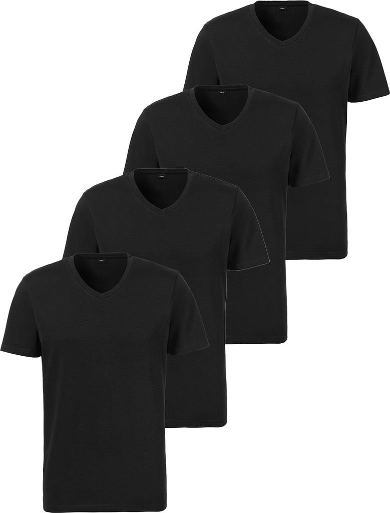 s.Oliver 4er Pack Basic Unterhemd / Shirt Kurzarm Shirt mit Kurzarm und V-Ausschnitt, Weich und elastisch, Vielseitig kombinierbar