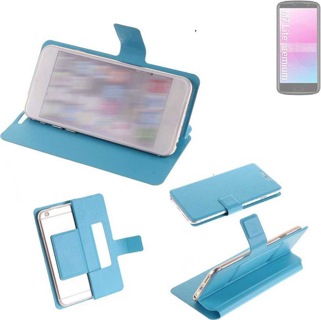 K-S-Trade Schutzhülle Handyhülle kompatibel mit Bea-fon M7 Lite premium Flip cover Handy case Smartphone Klapphülle blau