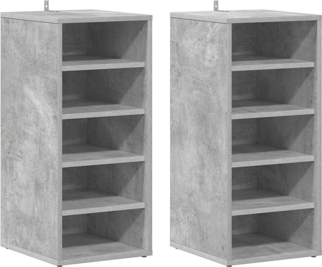 vidaXL Schuhschränke 2 Stk. Betongrau 31,5x35x70 cm Holzwerkstoff