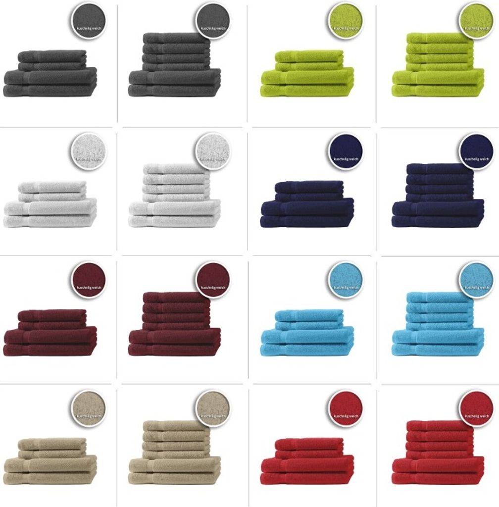 4er/6er Set Gästetücher Handtücher Duschtücher Badetücher Frottee 100% Baumwolle, Größe:4 Duschtücher + 2 Badetücher, Farbe:Beige