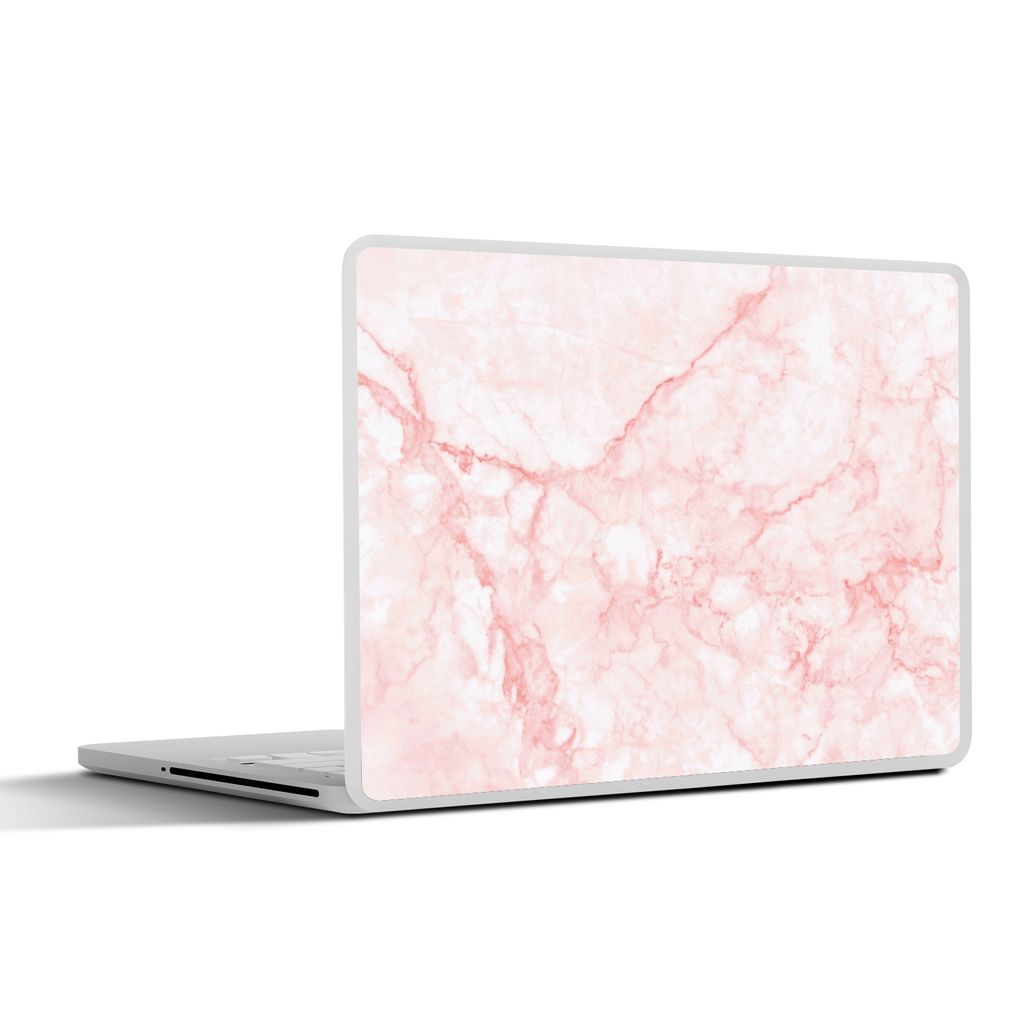 MuchoWow Laptop Aufkleber Sticker Cover Marmor - Weiß - Rosa - Chic 32.5x23.5 cm - Sticker für Laptop - Selbstklebend