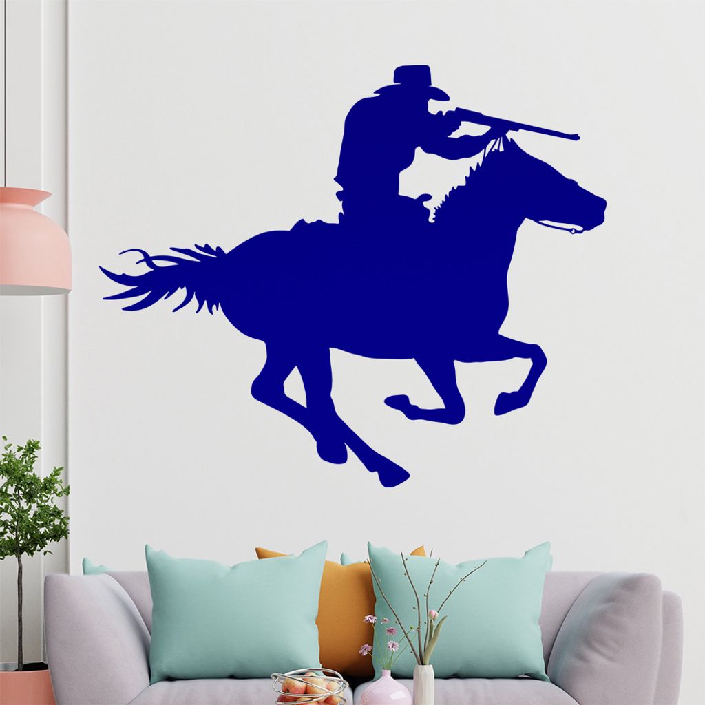 KIWISTAR Cowboy Pferd - Reiten Schießen Wandtattoo in 6 Größen - Wandaufkleber Wall Sticker - Dekoration, Küche, Wohnzimmer, Schlafzimmer, Bade...