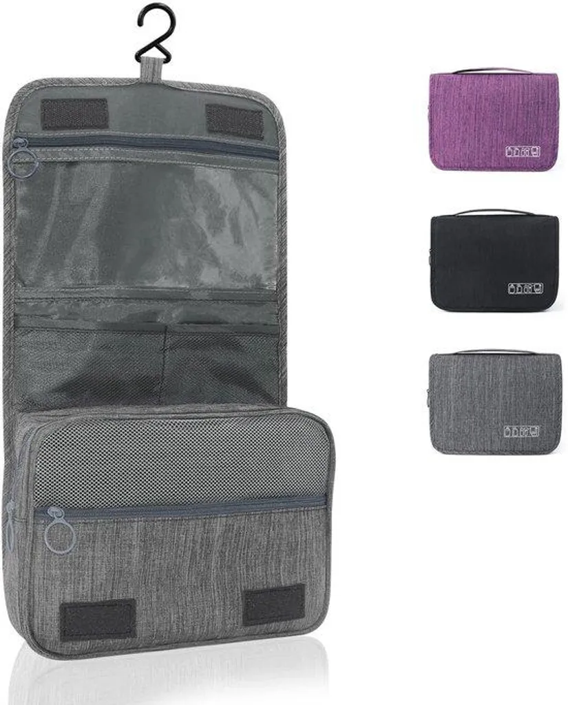 Nécessaire de toilette voyage pliable gris format L rangement valise