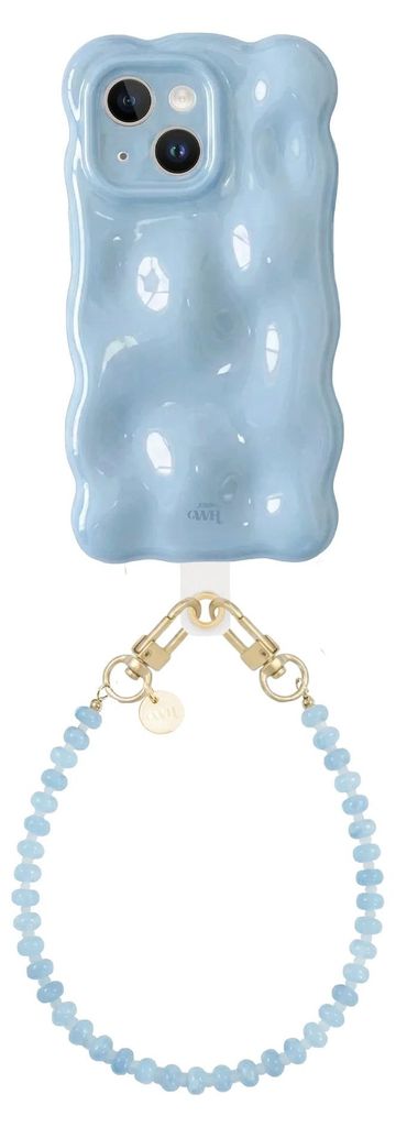 Bubbly Hülle Ice Blue - Dusty Cord (Kurze Handykette) - Kompatibel mit iPhone 15 Plus