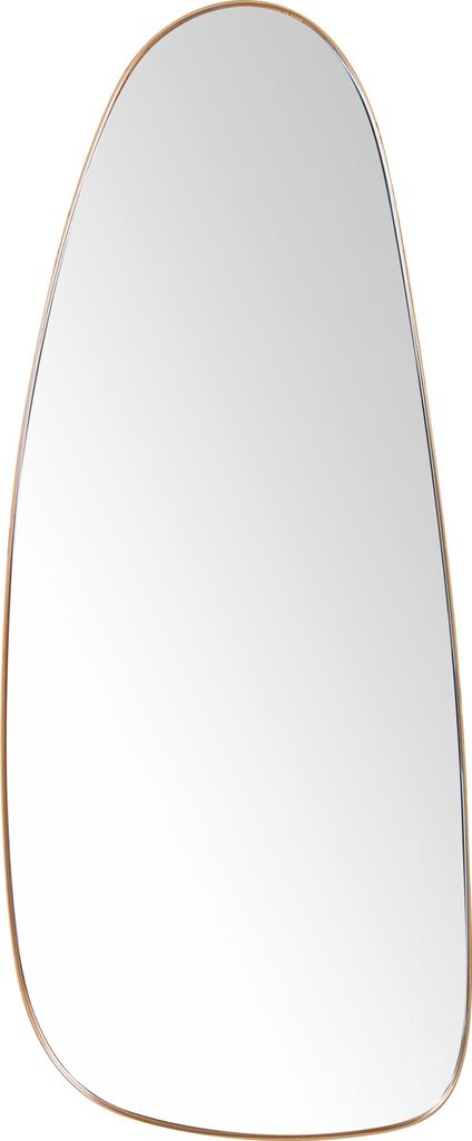 BELIANI Wandspiegel Gold Glas und Metall 95x39 cm Oval mit Dünnem Rahmen Asymmetrisch Modern Wohnaccessoire Wohnzimmer Schlafzimmer Wohnbereich