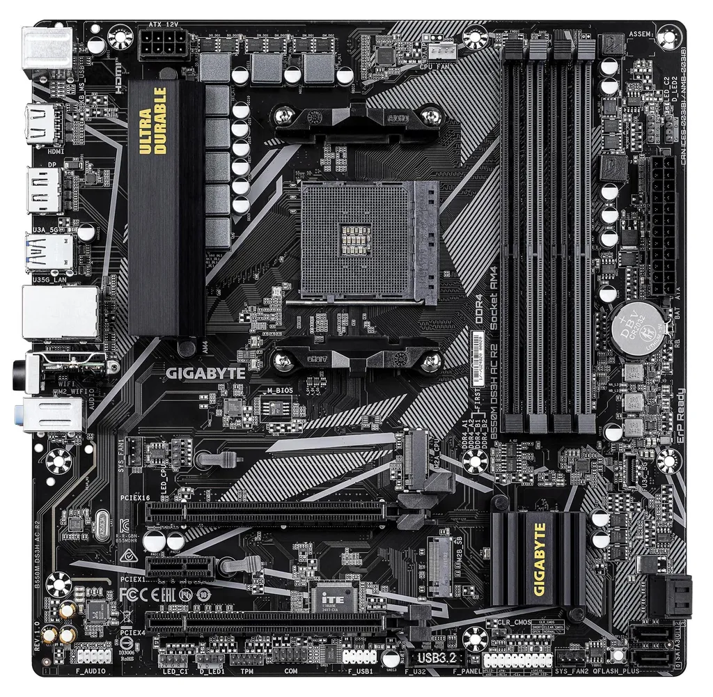 Carte mère GIGABYTE B550M DS3H AC R2 - AMD B550 Micro ATX DDR4 Wi-Fi