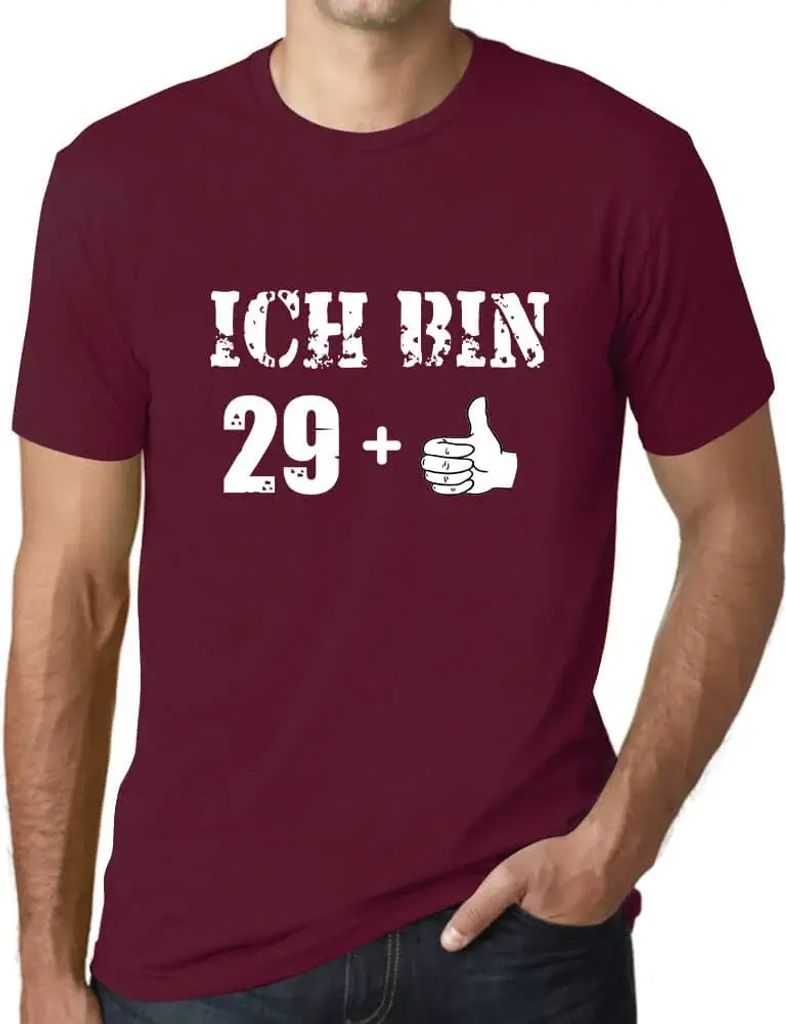Herren Grafik T-Shirt Ich Bin Plus Thumb Up One Öko-Verantwortlich Vintage Jahrgang Kurzarm Lustige Druck Geburtstag Geschenk Mann
