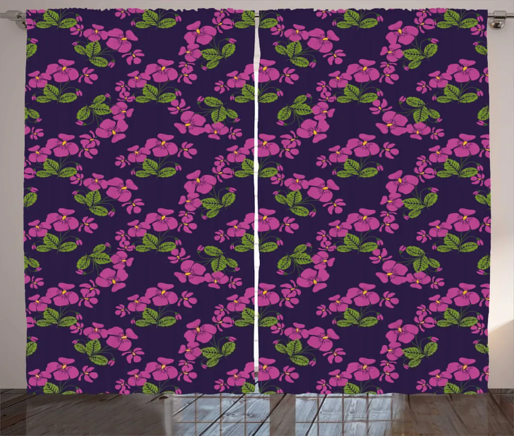 Rideaux de décoration pour grand salon motif champêtre floral 280 x 225 cm