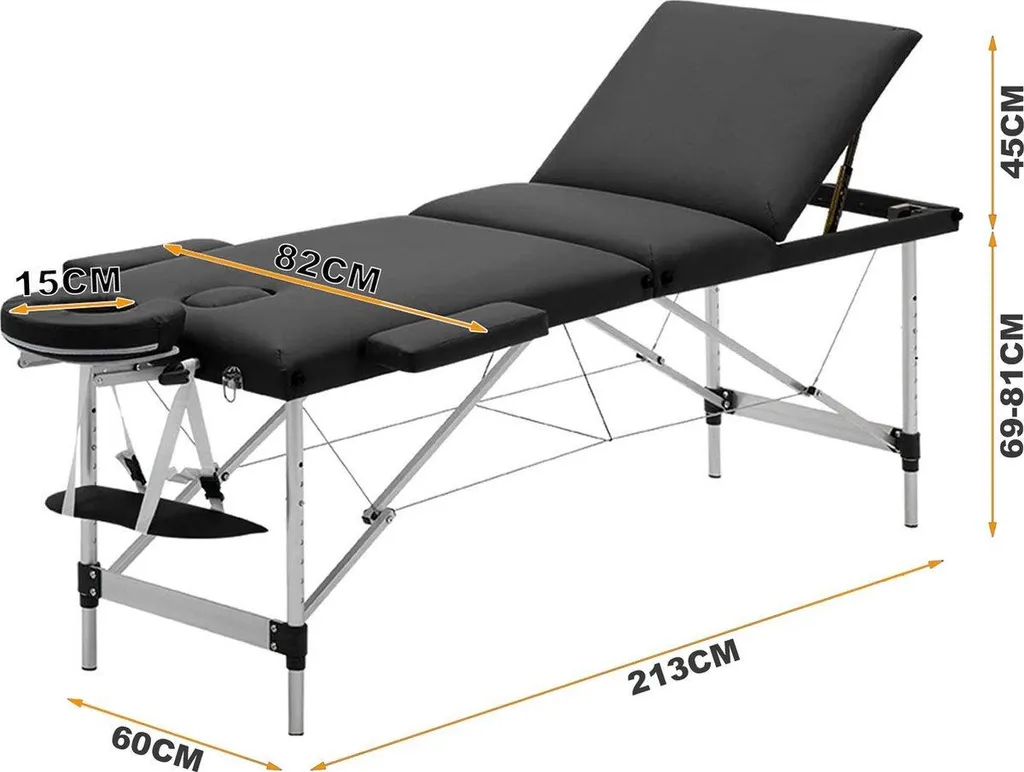 Table de massage ergonomique et légère - Lit de soin noir pliable