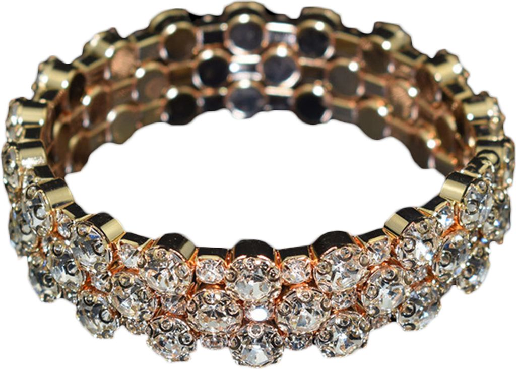 s Damen-Armband mit Zirkonia, eingelegt, mehrreihig, Armreif, Party-Schmuck, Geschenk-Goldene 3 Reihen