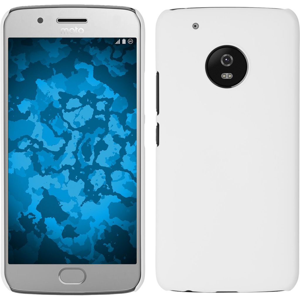 PhoneNatic Case kompatibel mit Lenovo Moto G5 Plus - Hülle weiß gummiert Hard-case + 2 Schutzfolien