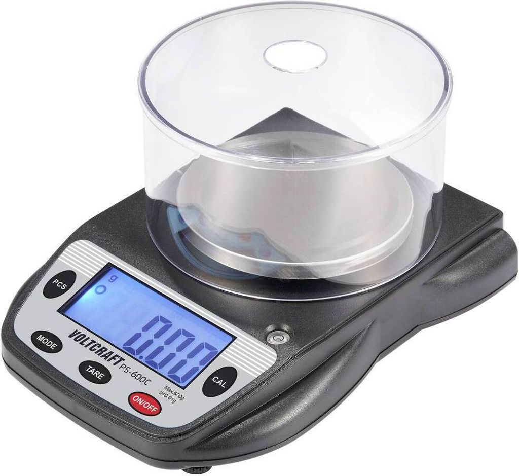 VOLTCRAFT PS-600C Präzisionswaage Wägebereich (max.) 600 g Ablesbarkeit 0.01 g batteriebetrieben Schwarz