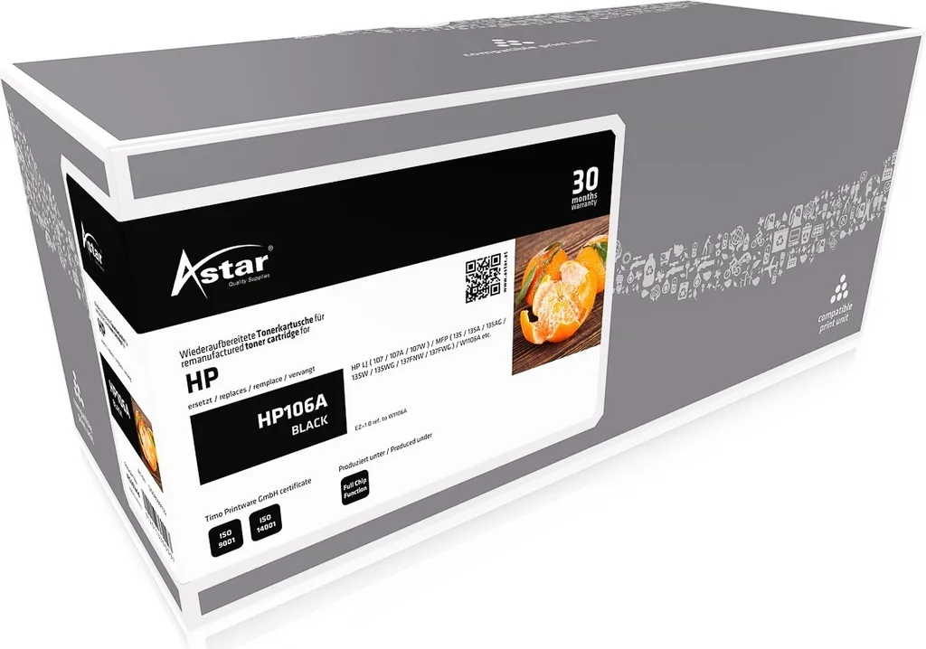 Toner Noir W1106A HP 106A Compatible ASTAR AS20244 pour Imprimante Laser HP