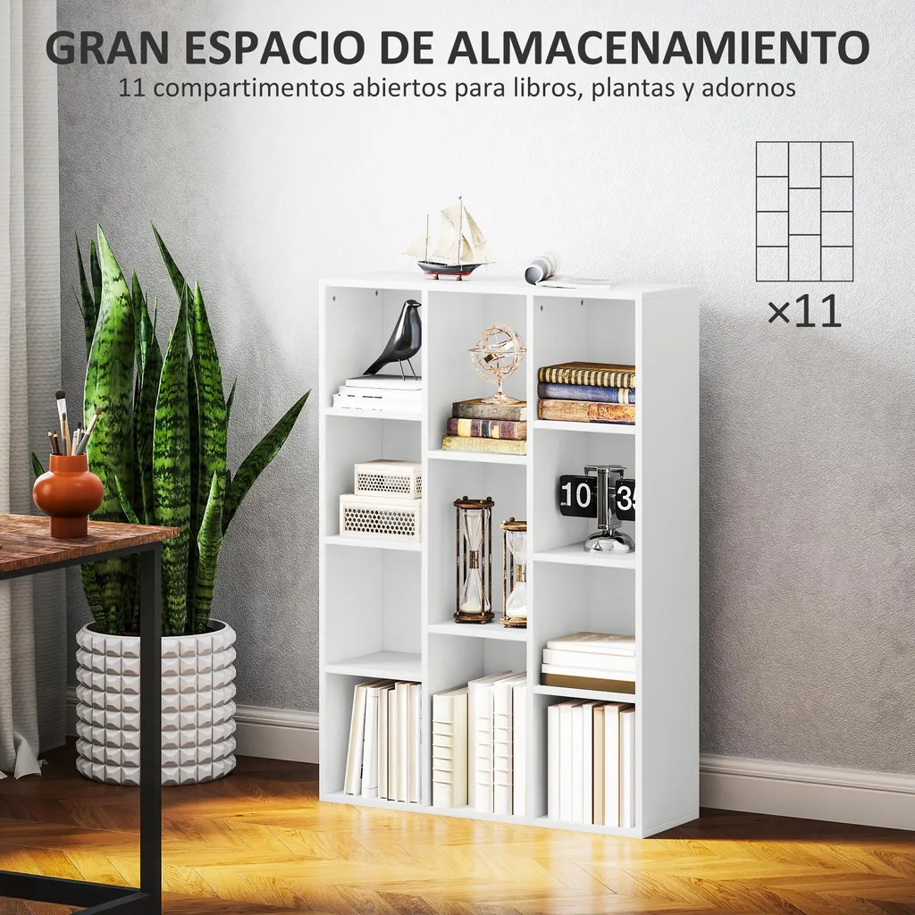 Étagère de rangement blanche 11 compartiments modulable 100x30x120 cm - 4