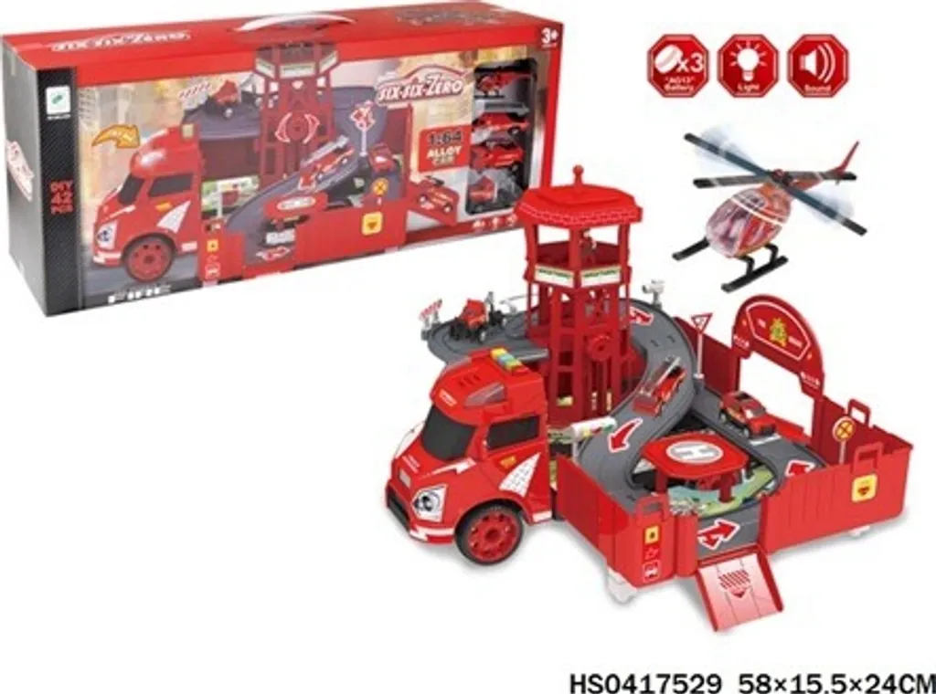 Garage Caserne Pompiers pour Circuit de Voiture et Jeu d'Éveil Enfant