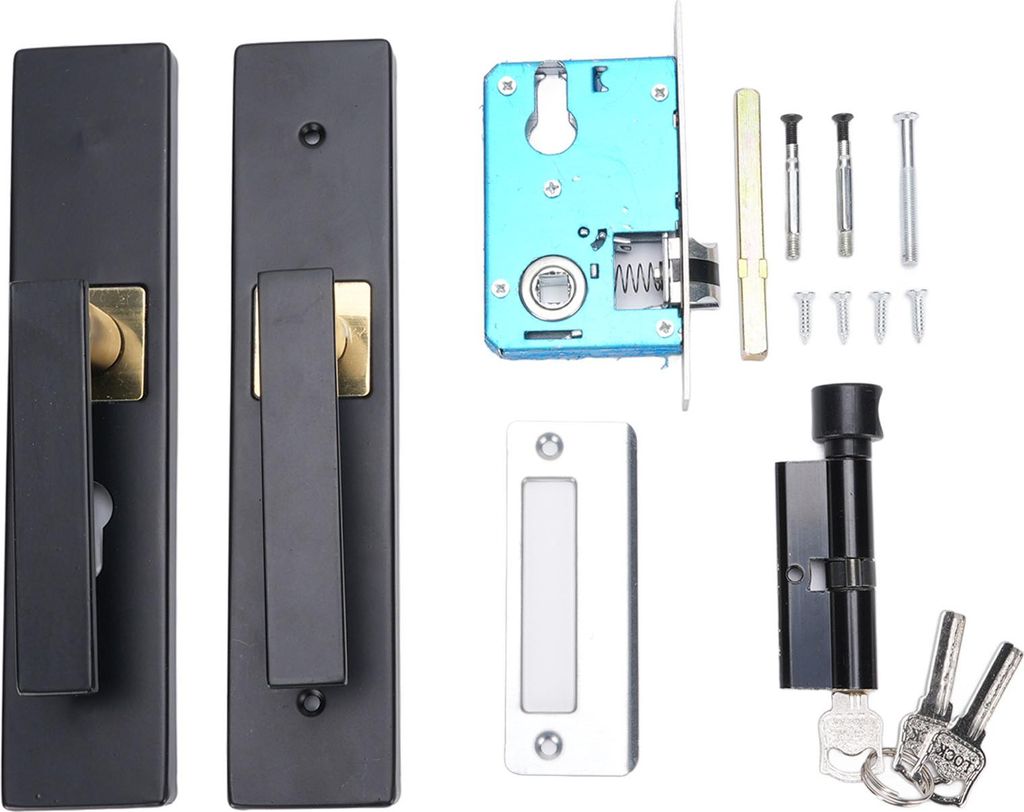 Türhebel mit Schlüssel, hohe Sicherheit, Aluminiumlegierung, robust, leise, schwarz, mit Schloss und Schlüssel für Badezimmer, Schlafzimmer