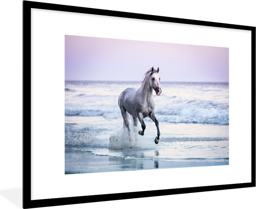 MuchoWow® Gerahmtes Poster Pferd - Pilz - Strand 90x60 cm - Produktbild 
