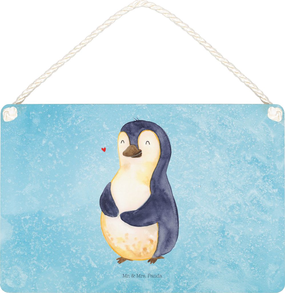 Mr. & Mrs. Panda Schild Pinguin Diät DIN A5 - Eisblau - Geschenk, Pinguine, Dekobrett, Türschild, Holzschild, holzbild, Selbstliebe, Abnehmen, wa...