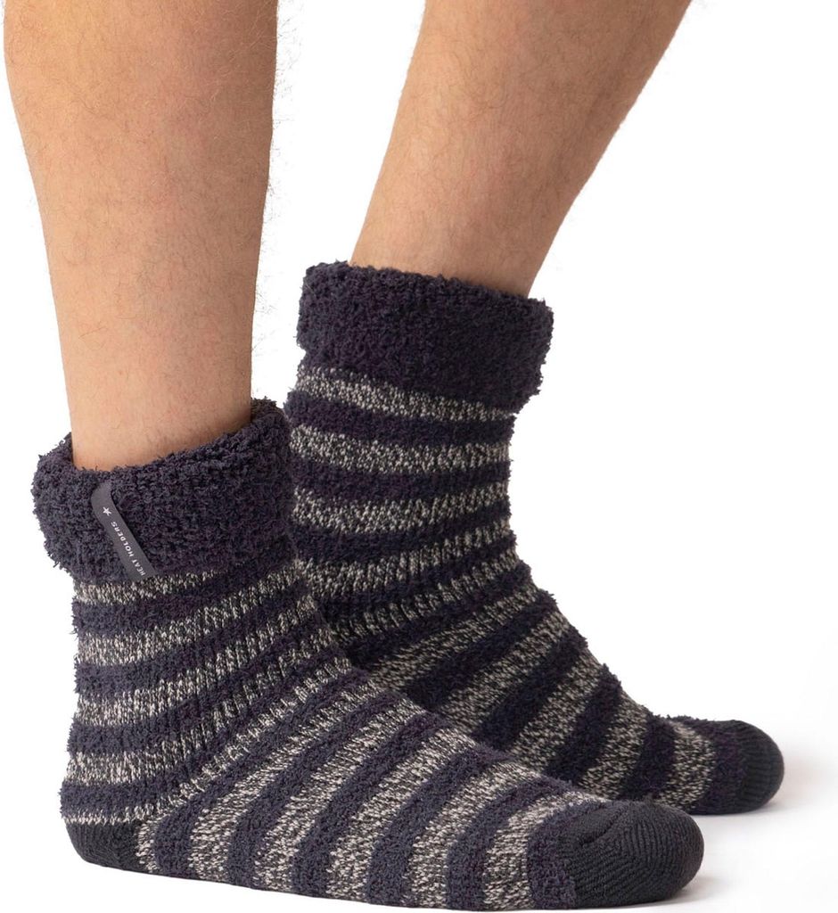 Herren Original Olwen Schlafsocken mit federleichtem Umschlagrand - Anthrazit & Grau